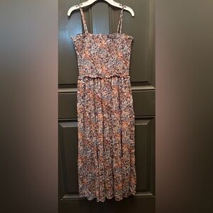 Entro Floral Maxi Dress in Navy, Rust & Cream - Size Small